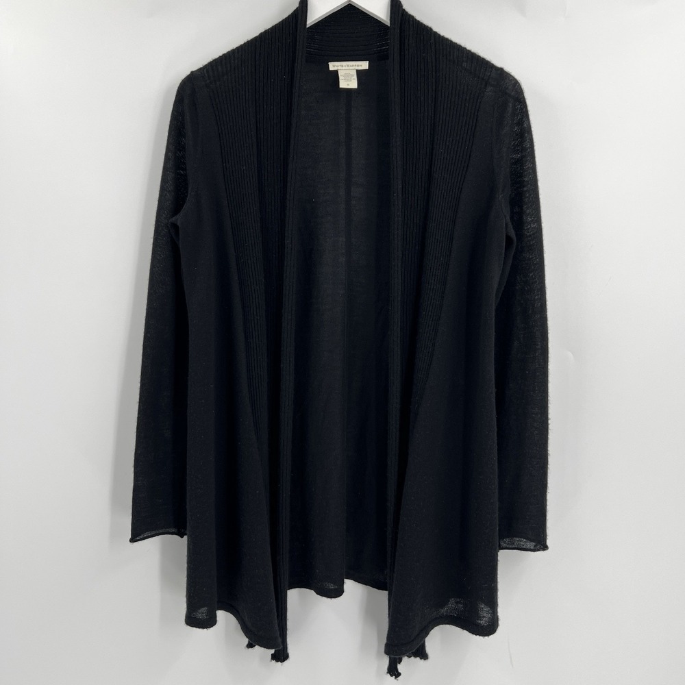 White‎ + Warren 100% Cashmere Sweater Women's Size Small Black Cardigan Classy